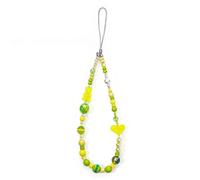 CYLRWSR Sangle de téléphone en perles de couleur verte printanière, accessoire fait à la main avec breloque ours