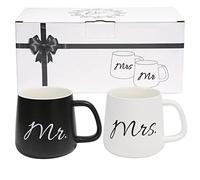Cymax 2 Pièces Mr Mrs Mugs Tasses à café en Céramique, Parfait pour Le café, Le thé et l'eau 350ml Cadeau pour Douche Nuptiale fiançailles Saint-Valentin Noël