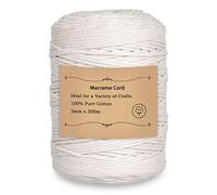 Cymax Coton Corde en macramé 3mm x 300m,Naturel Coton Macramé Corde de Coton pour Hanging Plant DIY Décoration,Décoration Bohème,des Capteurs de Rêves,Emballage Cadeau décorations de Mariage