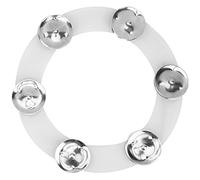 Cymbale hi-hat et tambourin pour batterie, accessoire de percussion en acier inoxydable avec sonnette et support en caoutchouc résistant, pour renforcer le son clair et percutant (Argent)