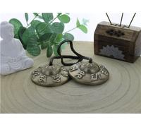 Cymbale tibétaine bronze gravure mantra