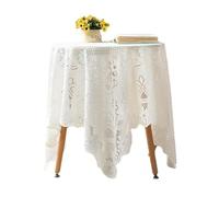 CYMMIYT Nappe en Dentelle White Lace Tablecloth Farmhouse Embroidered Cotton Decor for Dining Room Wedding Banquet Home 2