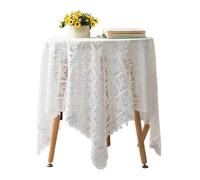 CYMMIYT Nappe en Dentelle White Lace Tablecloth Farmhouse Embroidered Cotton Decor for Dining Room Wedding Banquet Home 1