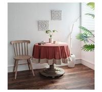 CYMMIYT Nappe Ronde Nappe Ronde à Volants en Coton, Garniture Lavable, Couverture de Table for dîner de Vacances, Banquet, Cuisine, décoration de Mariage(B,Round 130cm)