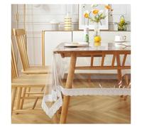CYMMIYT Nappe Transparente Lace Hem Transparent Tablecloth Waterproof Oil-Proof PVC Table Cloth for Home Kitchen Dining Decorative Protective Cover(Round 150cm)