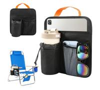 CYMNER Sac de rangement universel pour accoudoirs, pour extérieur, camping, plage, chaise longue de jardin, chaise longue de balcon, fauteuil roulant avec porte-gobelet et support de téléphone