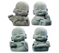 Cymwer 4 Petites Figurines de Moine, Mignons Petits Moines Bouddha n'entendent Aucun Mal, ne voient Aucun Mal, ne parlent Pas de Mal, ne Font Pas de Mal, Statue pour la décoration de Voiture