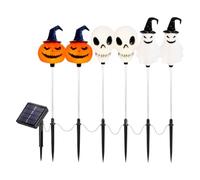 Cymwer 6 Pack Solar-Powered Pumpkin Halloween Lights (E) | 6 Pack Solar-Powered Pumpkin Halloween Lights LED Path Lights For Outdoor Ambiance (E)
