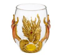 Cymwer Dragon Verre à vin Coffret cadeau Coquetier 3D Borosilicate sans | Gobelet whisky orbe lumineux dragon, ustensiles de bar, lavage à la main, cadeau d'anniversaire pour hommes (Style A)