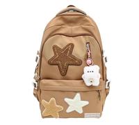 Cymwer Kawaii Sac à dos esthétique mignon de couleur unie, léger et mignon pour l'école avec de jolis accessoires pendentif pour la rentrée universitaire (kaki)