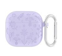 Cymwer Mignon Étui pour Apple pour AirPods 4 2024, 3D Fleur Silicone Souple Écouteurs Étui Housse de Protection avec Mousqueton pour AirPods 4 Étui de Chargement