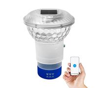 Cymwer Pool à énergie Solaire Chlore Flotteur, avec des lumières colorées et Distributeur de Chlore de Poule réglable Dispensateur de Chlore de Piscine Flottante pour l'ambiance Nocturne