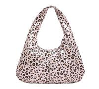 Cymwer Sac à bandoulière en forme de croissant imprimé léopard en PU, sac fourre-tout tendance pour femme (rose)