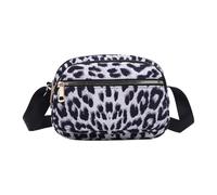 Cymwer Sac à bandoulière léopard en faux daim avec fermeture éclair pour appareil photo pour femme (noir)