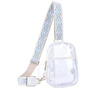 Cymwer Sac à bandoulière transparent imperméable à l'eau - Sac à bandoulière tendance pour femme - Sac de concert quotidien - Sac de poitrine transparent avec sangle jacquard (style 3)