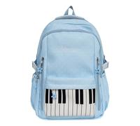 Cymwer Sac à dos de randonnée pour enfants imprimé piano à pois avec fermeture éclair, sac à dos musical avec breloque, léger pour enfants filles garçons adolescents (le sac est livré plié) (bleu)