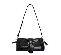 Cymwer Sac à main en cuir PU pour femme avec sangle réglable, sac à bandoulière léger avec poignée supérieure, couleur unie pour le travail, le shopping, les voyages, les vacances (noir)