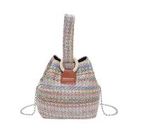Cymwer Sac à main pour femme en paille colorée - Sac seau décontracté tissé - Sac messager tendance - Sac à bandoulière d'été - Sac Hobo - Pochette féminine (violet)