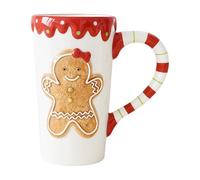 Cymwer Service de table en céramique sur le thème de Noël pour bonbons et | Candy Man Vaisselle de Noël en céramique mignonne sur le thème du pain d'épices comprenant tasses, assiettes, théières,
