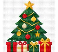 Cymwer Stamped Cross Cross cross stitch kit for Adults Festive Tree 18CT | Beginner Friendly Full Stitch Kit Includes Pre-Printed Fabric Cotton Floss 2 Needles And Instructions (Christmas Tree)