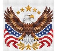 Cymwer Stamped Cross Stitch Kit 18CT 20x20cm Eagle Emblem | Includes Printed Canvas Cotton Thread Needles And Instructions All in One Set Ready to Stitch on Arrival (Eagle Emblem)