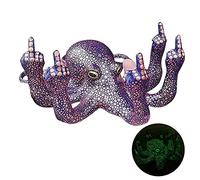 Cymwer Statuette de pieuvre en colère avec doigt d'honneur - Mini statue de pieuvre artificielle lumineuse en résine - Ornements de vacances pour bureau, salon