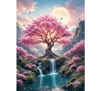 Cymwer Stitch Kit Landscape 11CT Stamped 3 Strands Thread(Cherry Moon) | (Cherry Moon)