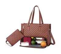 Cymwer Women Pu 2-en-1 Sac à lunch, sac à lunch multi-compartiments, sac à main matelassé de grande capacité avec sac à main pour pique-nique de camping
