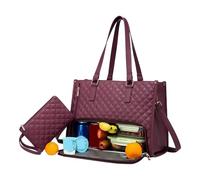 Cymwer Women Pu 2-en-1 Sac à lunch, sac à lunch multi-compartiments, sac à main matelassé de grande capacité avec sac à main pour pique-nique de camping