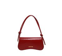 Cymwer Women PU Leather Crossbody Bag Adjustable Strap Hobo Handbags Solid Color Tote Bag Flap Small Handbag Trendy Clutch Purses (Red)