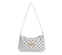 Cymwer Women PU Polka Dot Print Handbag with Compartment Trendy Bowknot | Sac à main rétro avec nœud doux, grande capacité pour les voyages, les rendez-vous, le shopping et les déplacements