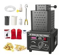 CYMYYDS Four De Fusion d'or électrique 5000W, Machine De Fusion De Métaux à Induction à Moyenne Fréquence, Four De Fusion d'or 1600 ℃/2902 °f avec Creuset en Graphite 1/2/3Kg 3kg-Black