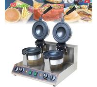 CYMYYDS Gaufrier Commercial pour Burger, Machine À Gaufres Électrique en Acier Inoxydable 1300W, Contrôle De Température De 50 À 300 ℃, pour Cuisine À Domicile, Petit-Déjeuner, Goûter,Doublehead