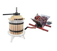 CYNEBXILG Pressoir à cidre de Pomme et à vin - 3,17 gallons/12 L - Panier en Bois Massif avec broyeur Classique pour vin de Raisin et Baies - 7 litres/1,8 Gallon