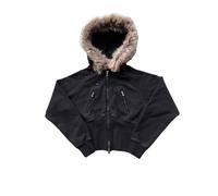 Cynefoa Manteaux courts d'hiver pour adolescent Y2k Fermeture éclair Veste à capuche en fourrure Emo Grunge Crop Manteaux d'hiver pour adolescents années 2000 Vêtements vintage pour femmes Streetwear