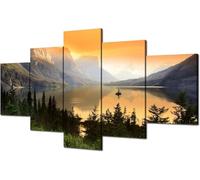 cyongshan Impression sur toile représentant le parc national des glaciers du Montana - Décoration moderne - Cadre en bois - 5 panneaux