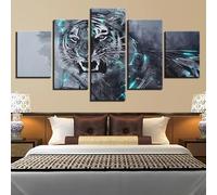 cyongshan Toile murale à 5 panneaux - Impressions sur toile de peintures d'animaux - Impressions sur toile encadrées prêtes à être accrochées pour la décoration murale d'intérieur : salon