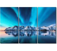 cyongshan Toile murale encadrée en 3 pièces, aurore boréale, décoration d'intérieur nordique, 30 × 60 cm, décoration d'intérieur moderne pour chambre à coucher et salon
