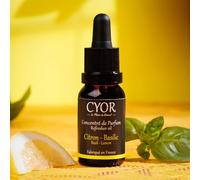 CYOR - Concentré de parfum Citron Basilic - Pour diffuseur électrique, brûle-parfum, céramique - 15ml - Parfum de Grasse - Haute qualité - Fabriqué en France - Anti-Moustique