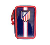 CyP Brands - Atlético de Madrid, Trousse à Crayons, Trousse à Crayons à 3 Niveaux, Fournitures Scolaires, Bleu, Produit Officiel