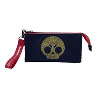 CyP Brands - Brawl Stars, Trousse Triple Officielle, Grande Trousse d'école à 3 Compartiments, Compatible avec Les trolleys, garçons et Filles, Noire