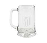 CYP BRANDS Chope à bière Atlético de Madrid, verre, grande capacité 280 ml, poignée confortable, compatible lave-vaisselle et micro-ondes, transparente