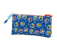 CYP BRANDS CYPBRANDS Plastique, Paw Patrol Triple, Trousse avec 5 Compartiments, avec Fermeture éclair Jumbo, Couleurs Bleu et Jaune, Produit Officiel Mixte Enfant, Multicolore, Taille Unique