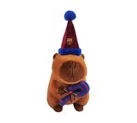 CyP Brands- FC Barcelone, Capibara en Peluche avec Bonnet de Père Noël, poupée de Noël Douce et Tendre, Cadeau Original pour Enfants et Adultes