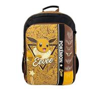 CyP Brands-Pokémon-Sac à dos d'école, sac à dos, adaptable au chariot, matériel scolaire, sac à dos, Pikachu, Eevee, couleur marron, produit officiel, marron, Estandár