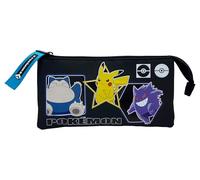 CYPBRANDS Pokémon Portatodo Triple-Geo, Trousse Mixte Enfant, Noir, Estandar