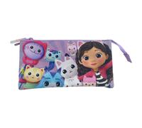 CYP BRANDS Portatodo Triple - La Casa de Muñecas de Gabby - Étui de transport avec trois compartiments et fermetures à glissière