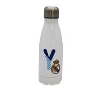 CYP BRANDS Real Madrid Bouteille d'eau en acier inoxydable avec fermeture hermétique avec lettre et bleu 550 ml Blanc
