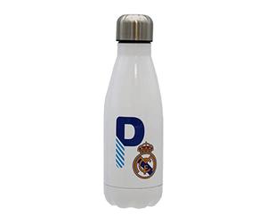 CYP BRANDS Real Madrid Bouteille d'eau en acier inoxydable avec fermeture hermétique avec lettre P en bleu 550 ml Blanc