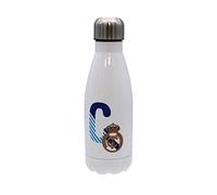 CYP BRANDS Real Madrid Bouteille d'eau en acier inoxydable, fermeture hermétique, lettre C en bleu, 550 ml, Blanc